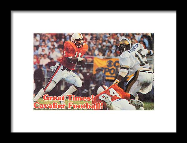 Virginia Framed Print featuring the mixed media 1985 Virginia Cavaliers Football by Row One Brand
