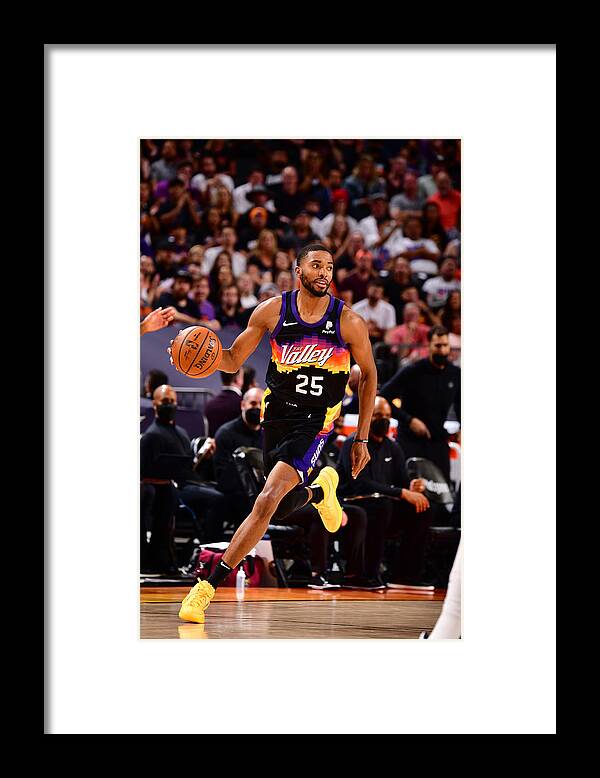 Mikal Bridges Framed Print featuring the photograph 2021 NBA Playoffs - 	Denver Nuggets v Phoenix Suns by Barry Gossage