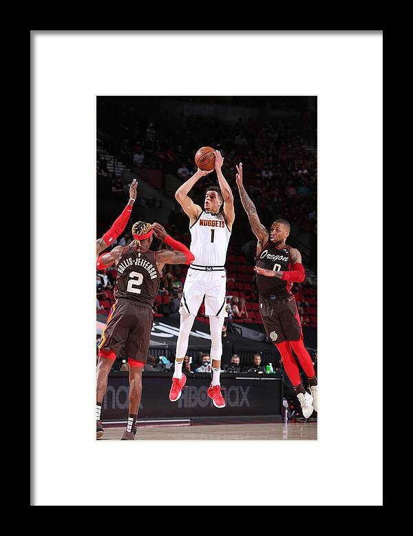 Michael Porter Jr Framed Print featuring the photograph 2021 NBA Playoffs - Denver Nuggets v Portland Trail Blazers by Sam Forencich