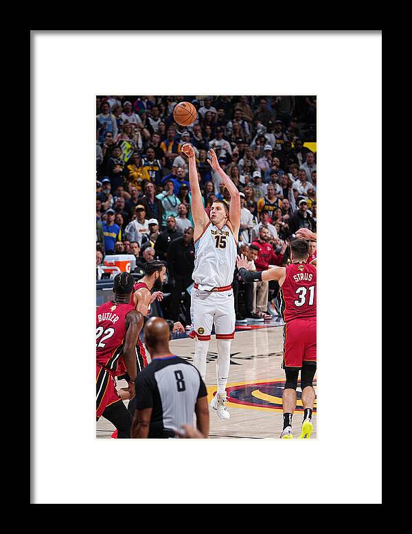 Playoffs Framed Print featuring the photograph 2023 NBA Finals - Miami Heat v Denver Nuggets by Garrett Ellwood