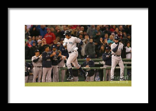 People Framed Print featuring the photograph Alex Rodriguez and Willie Mays by Jim Rogash