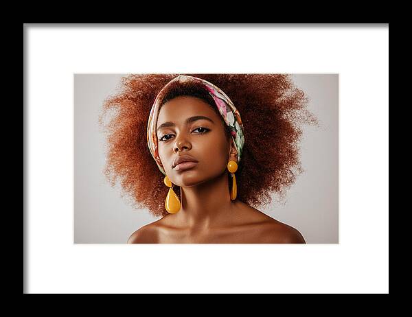 People Framed Print featuring the photograph Beautiful afro girl with earrings #2 by CoffeeAndMilk