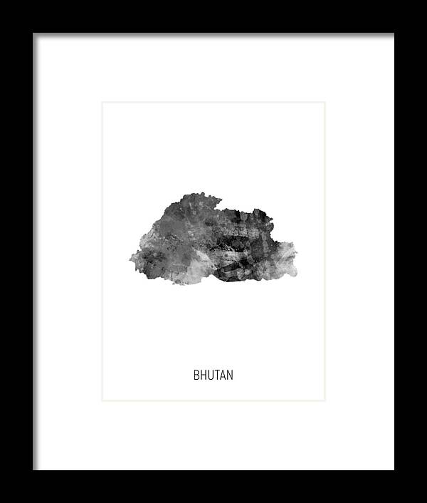 Bhutan Framed Print featuring the digital art Bhutan Watercolor Map #2 by Michael Tompsett