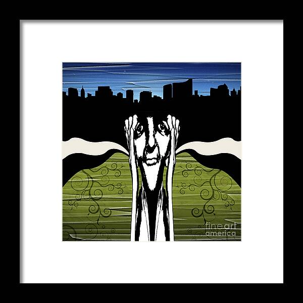 Face Framed Print featuring the digital art City At Night by Phil Perkins