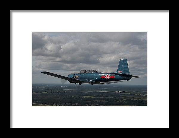 Airplane Framed Print featuring the photograph CJ6 in Flight #3 by Carolyn Hutchins