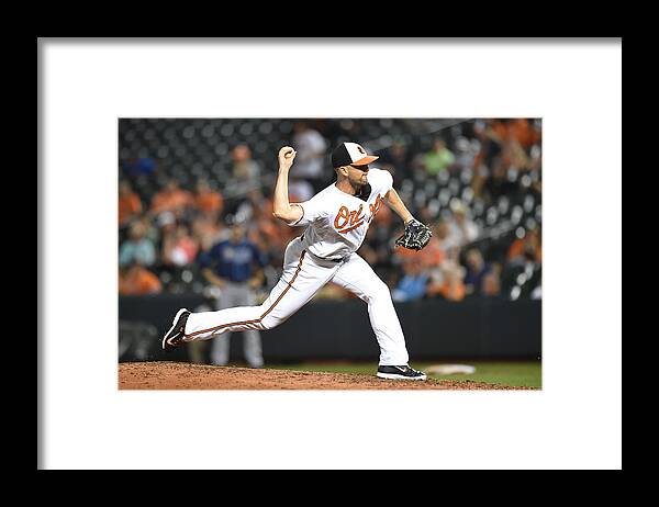 National League Baseball Framed Print featuring the photograph Darren O'day #2 by Mitchell Layton
