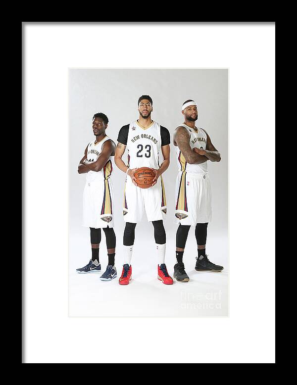 Jrue Holiday Framed Print featuring the photograph Demarcus Cousins, Jrue Holiday, and Anthony Davis by Layne Murdoch