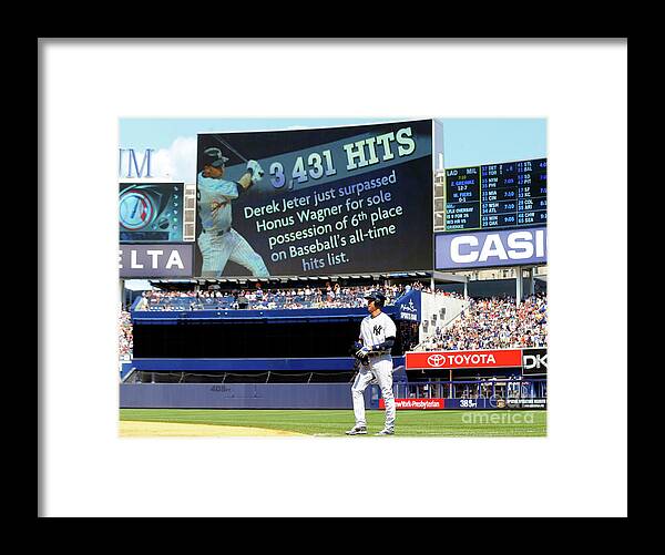 People Framed Print featuring the photograph Derek Jeter by Jim Mcisaac