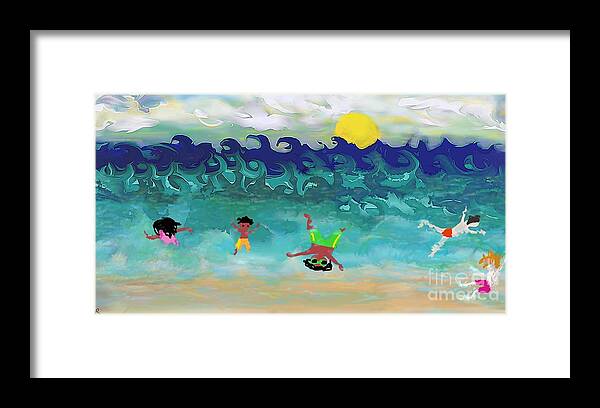Playa Framed Print featuring the painting Dia De Playa #2 by Reina Resto