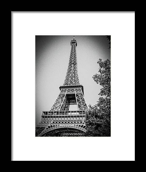 France Framed Print featuring the photograph Eiffel Tower in Black and White by Jim Feldman
