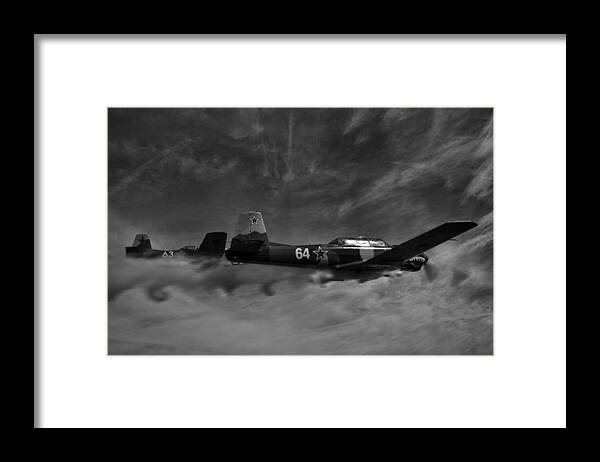 Black Framed Print featuring the photograph Formation Flight in Black and White by Carolyn Hutchins
