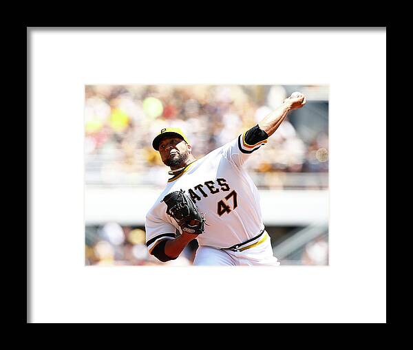 Three Quarter Length Framed Print featuring the photograph Francisco Liriano by Jared Wickerham