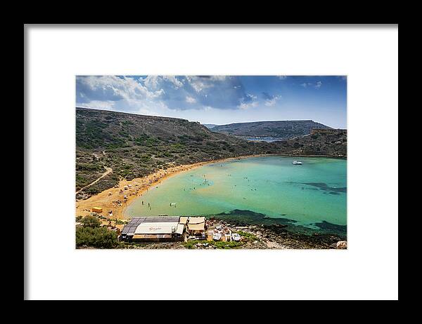 Malta Framed Print featuring the photograph Ghajn Tuffieha Bay And Beach In Malta #2 by Artur Bogacki