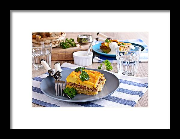 Grated Framed Print featuring the photograph Graten potatoes and minced meat #2 by Zia_shusha