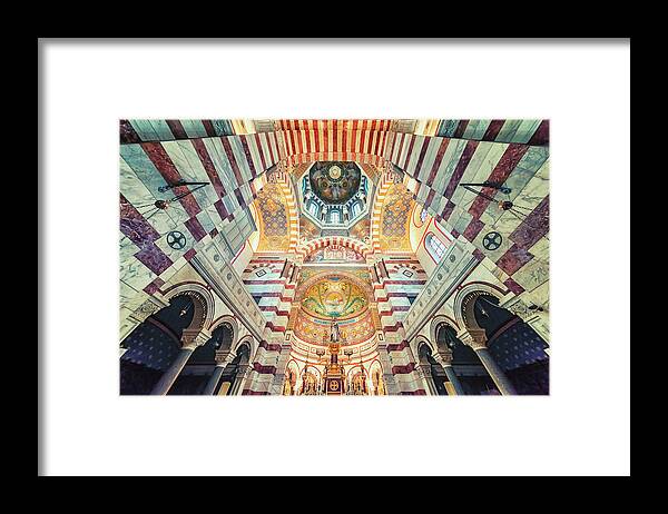Ancient Framed Print featuring the photograph Inside Notre-Dame #2 by Manjik Pictures