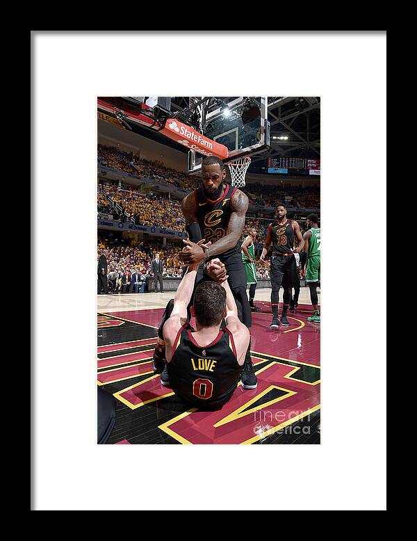 Playoffs Framed Print featuring the photograph Kevin Love and Lebron James by David Liam Kyle
