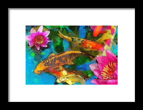 Koi Framed Print featuring the photograph Koi play #2 by Gina Signore