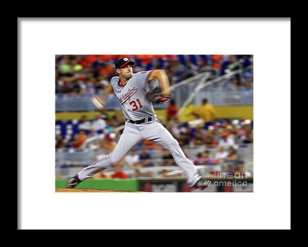 People Framed Print featuring the photograph Max Scherzer by Mike Ehrmann