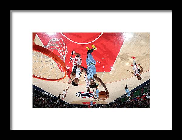 Ja Morant Framed Print featuring the photograph Memphis Grizzlies v Washington Wizards by Stephen Gosling