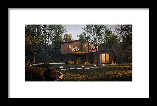 Scenics Framed Print featuring the photograph Modern Minimalist Family Villa #2 by Bulgac