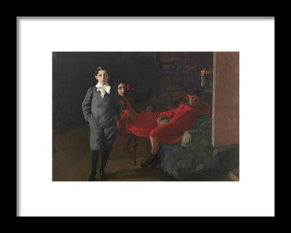 Children Framed Print featuring the painting My children #3 by Joaquin Sorolla