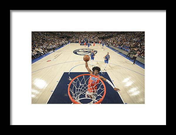 Jalen Williams Framed Print featuring the photograph Oklahoma City Thunder v Dallas Mavericks #2 by Glenn James