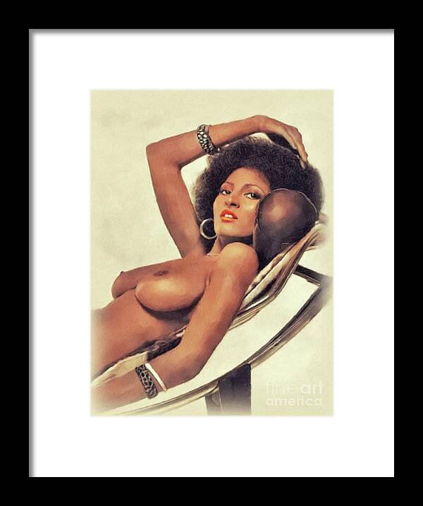 Pam Framed Print featuring the painting Pam Grier, Hollywood Legend #2 by Esoterica Art Agency