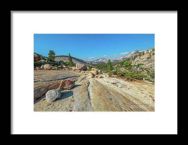 Yosemite National Park Framed Print featuring the photograph panorama at Olmsted Point #2 by Benny Marty