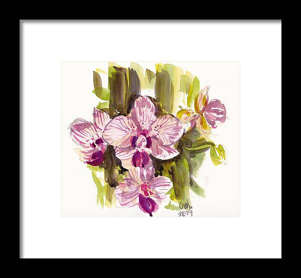 Flower Framed Print featuring the painting Pink Orchids #2 by George Cret