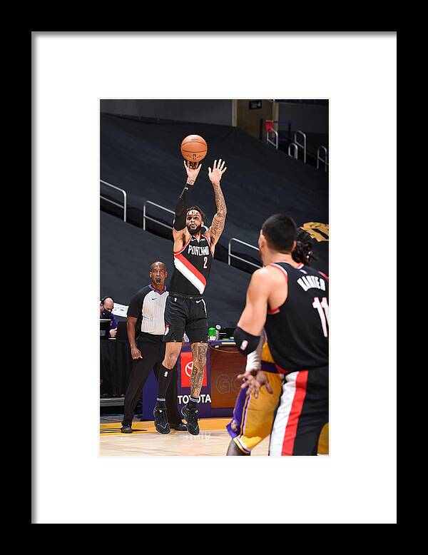 Nba Pro Basketball Framed Print featuring the photograph Portland Trail Blazers v LA Lakers by Adam Pantozzi