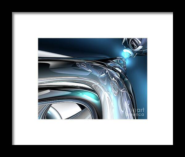 Abstract Framed Print featuring the digital art Reflections of Blue by Phil Perkins