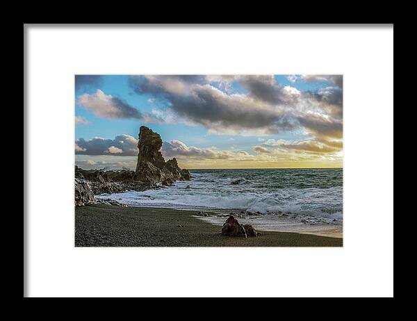 Black Sand Beach Framed Print featuring the photograph Reynisfjara black sand beach, Iceland #2 by Dubi Roman