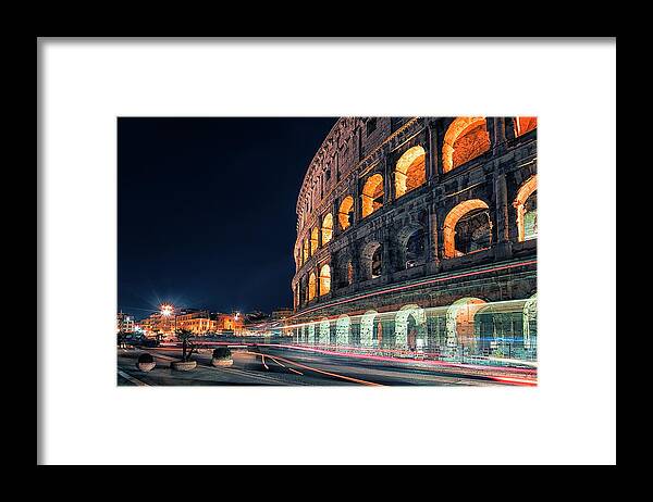 Rome Framed Print featuring the photograph Rome City By Night by Manjik Pictures
