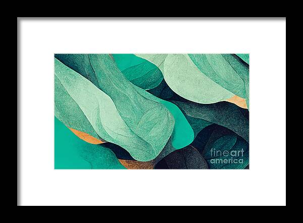 Green Framed Print featuring the digital art Shades of green #3 by Andreas Thaler