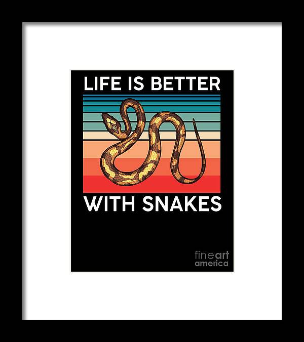 Snake Framed Print featuring the digital art Snake Reptile Gift For Snake Lover #2 by RaphaelArtDesign