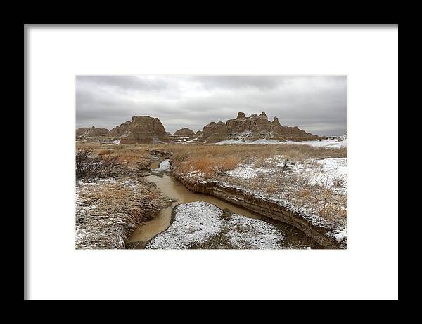 Badlands Framed Print featuring the photograph South Dakota Badlands National Park in early Spring #2 by Peter Herman