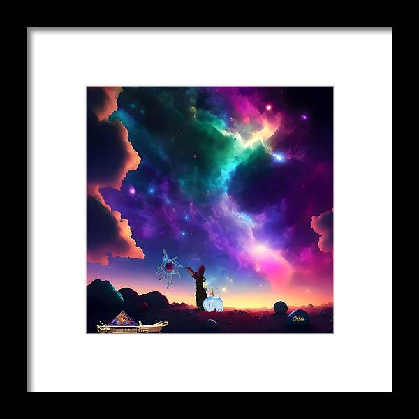  Framed Print featuring the digital art Space Camping #2 by Christina Knight