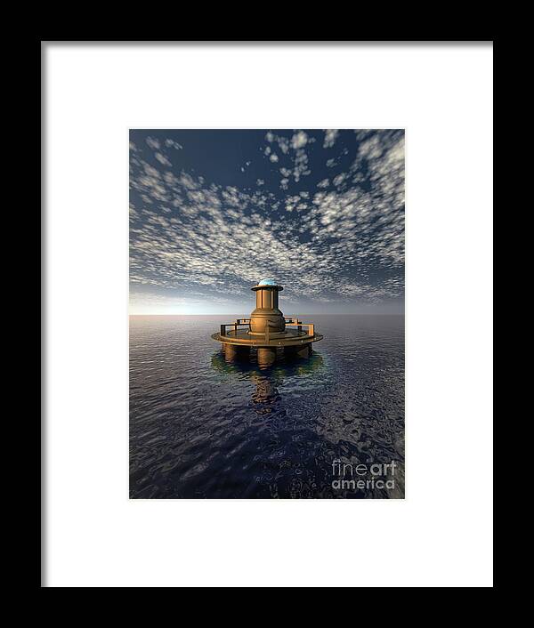 Structure Framed Print featuring the digital art Structure at Sea #2 by Phil Perkins