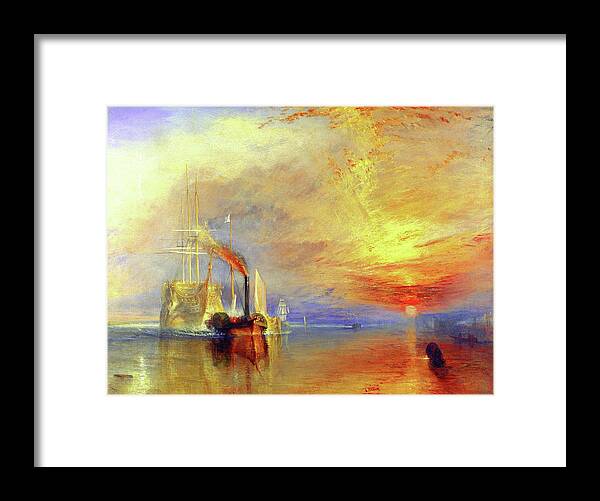 British Framed Print featuring the painting The Fighting Temeraire by William Turner