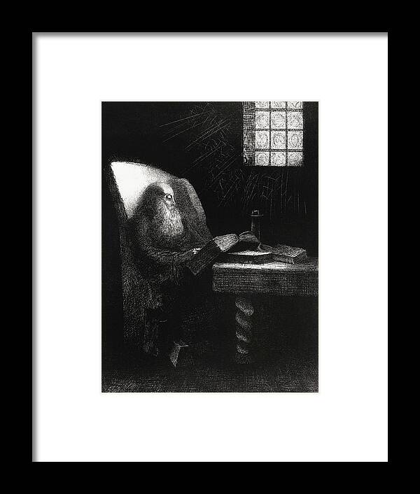Noirs Framed Print featuring the painting The Reader #3 by Odilon Redon