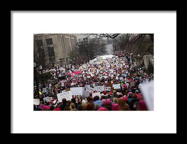 Social Issues Framed Print featuring the photograph Thousands Attend Women's March On Washington by Aaron P. Bernstein