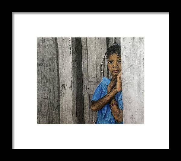 Fear Framed Print featuring the drawing Unnamed by Marlene Little