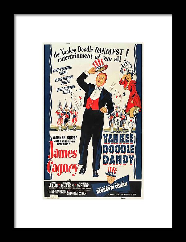 Synopsis Framed Print featuring the mixed media ''Yankee Doodle Dandy'', 1942 - art by Bill Gold by Movie World Posters