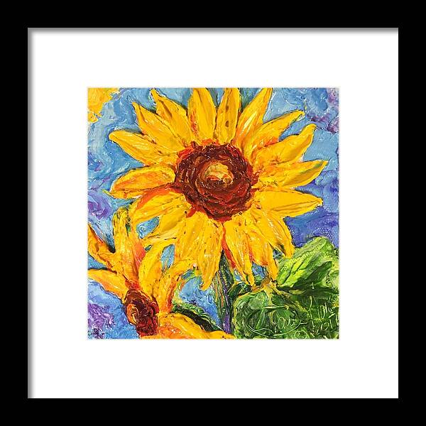 Paris Wyatt Llanso Framed Print featuring the painting Yellow Sunflower #4 by Paris Wyatt Llanso
