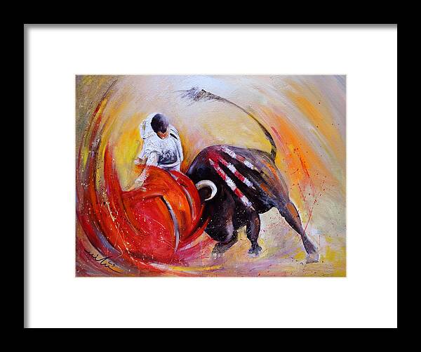 Animals Framed Print featuring the painting 2009 Toro Acrylics 02 by Miki De Goodaboom