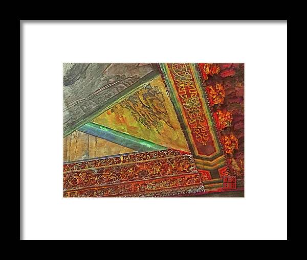 Architecture Framed Print featuring the mixed media 201 Ceiling Decoration Detail, Jade Palace Temple, Pingtung, Taiwan by Richard Neuman Architectural Gifts