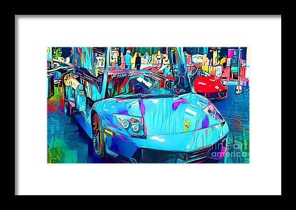 Wingsdomain Framed Print featuring the photograph 2010 Lamborghini LP670-4 Super Veloce in Popular Culture Action Comics Style Art 20210716 Long by Wingsdomain Art and Photography