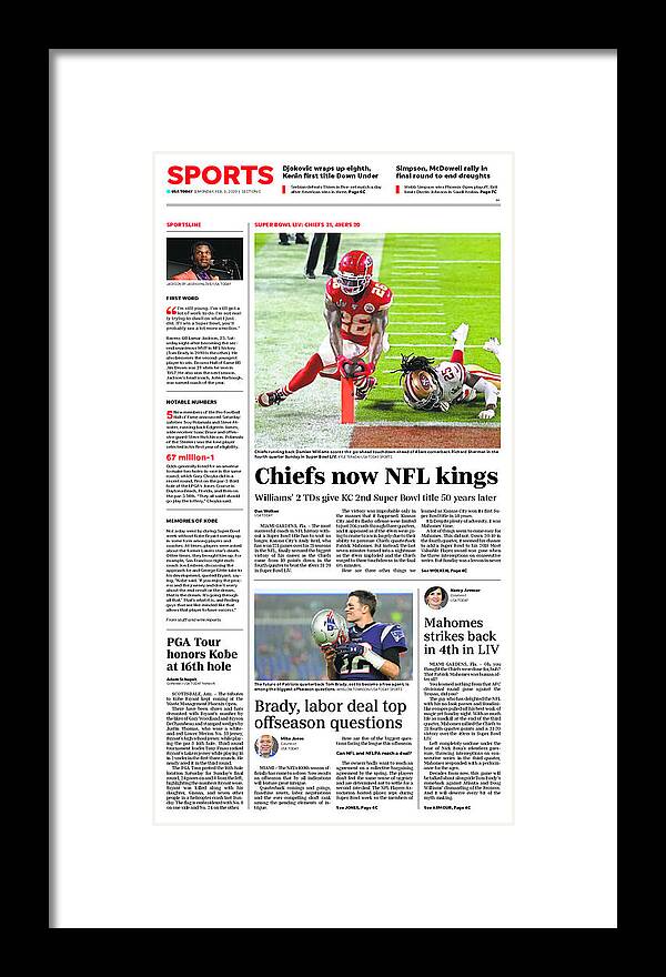 2020 Chiefs Vs. 49ers Usa Today Sports Section Front Framed Print
