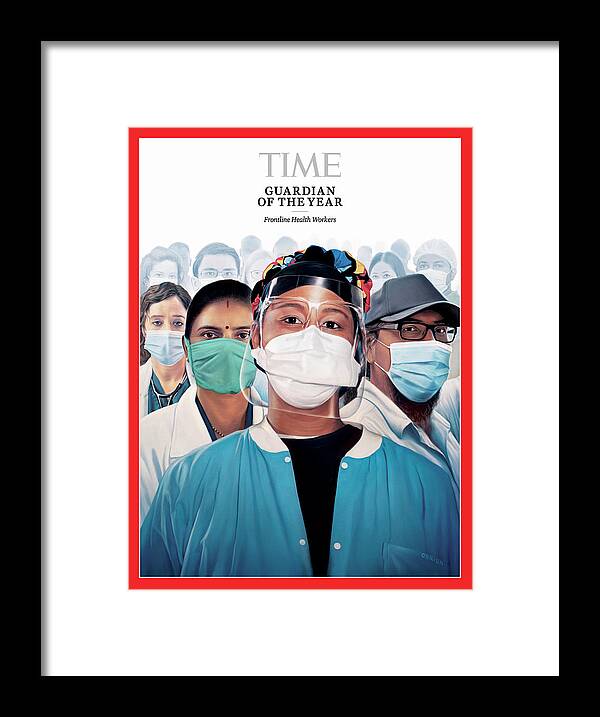 2020 Guardian Of The Year Framed Print featuring the photograph 2020 Guardians of the Year Frontline Healthcare Workers by Illustration by Tim O'Brien for TIME