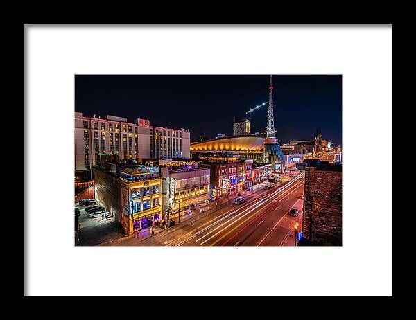 Nashville Framed Print featuring the photograph 2021 Nashville Tennessee Broadway Neon Lights by Dave Morgan